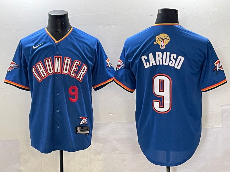 Men 2025 Oklahoma City Thunder #9 Caruso Blue Nike Joint Name NBA Jersey style 5